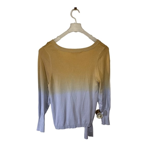 Willow Drive Gold Blue Dip Dye Ombre Tie Hem Sweater Size XS - Picture 5 of 9